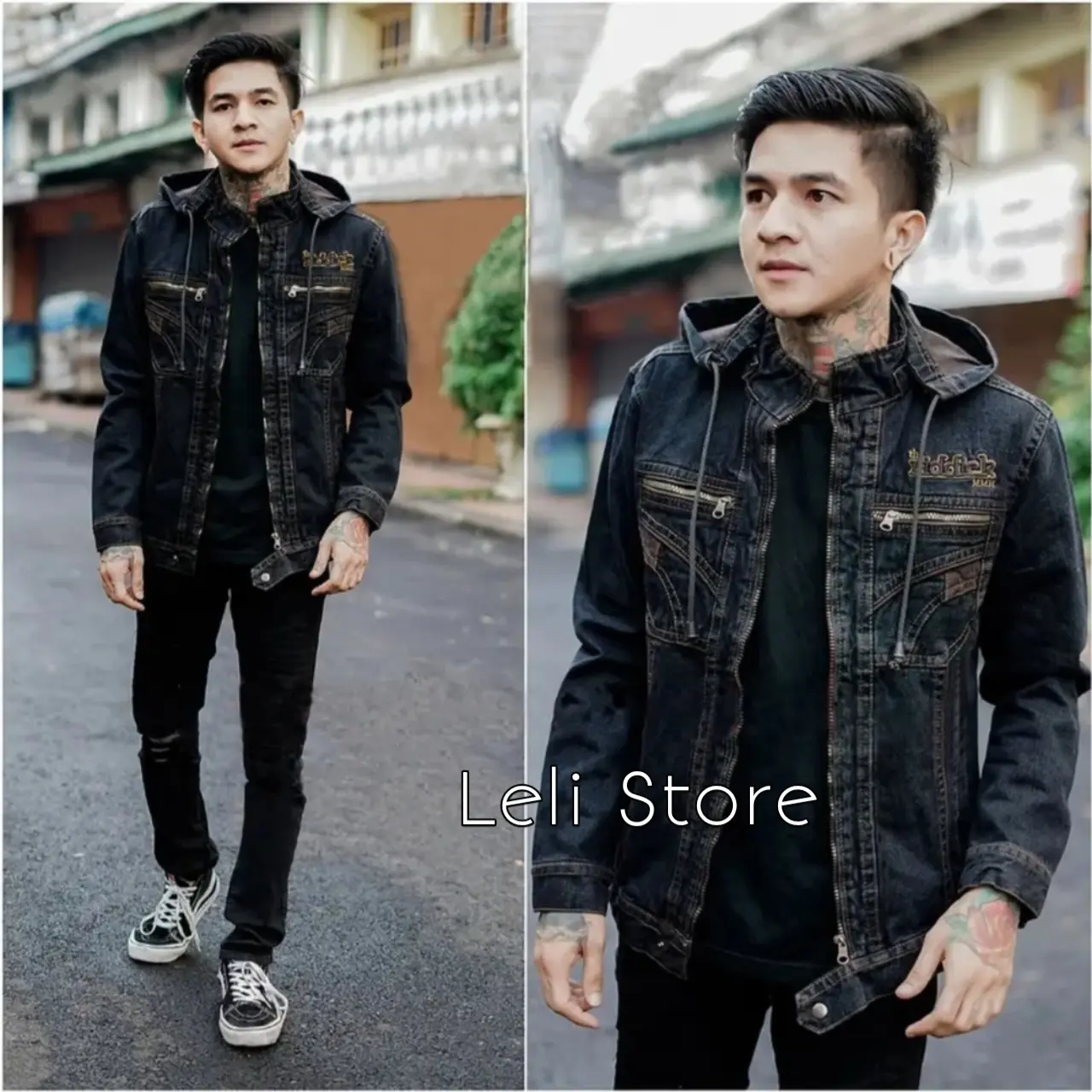 (COD)Jaket Jeans Denim New Fashion|Jaket Kupluk|Jaket Jeans Denim Pria|Jaket Jeans Bordir| Jaket Jeans Terlaris.