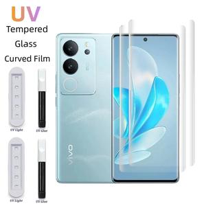 Curved High Quality Full Glue UV Tempered Glass Front Screen Protector For Vivo V60 V50 V40e V30e V40 V30 V29 V27 Pro 4G 5G