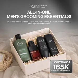 [KAHF BUNDLE SESERAHAN : 4IN1 PAKET GROOMING DAILY ESSENTIALS] Groom-to-Be Daily Care Gift Set (Body Wash+Extrait de Parfum+Deodorant+Pomade/Hair Powder) -Paket Perawatan Pria Lengkap Tampil Wangi, Rapi, Percaya Diri Cocok untuk Hadiah, Seserahan, Lamaran