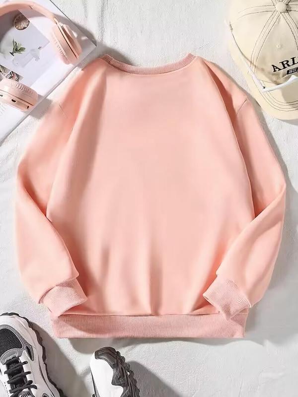 Women's Watermelon & Letter Print Long Sleeve Sweatshirt, Fashion Casual Drop Shoulder Crew Neck Pullover for Daily Holiday Outdoor Wear, Ladies Fall & Winter Clothes 3
