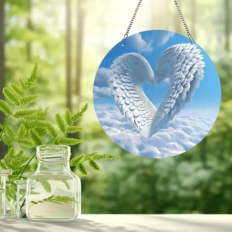 Angel Wing Design Hanging Decor, 2D Acrylic Hanging Ornament, Hanging Decor for Home Office Desk, Home Decor, Room Decor, Hangable