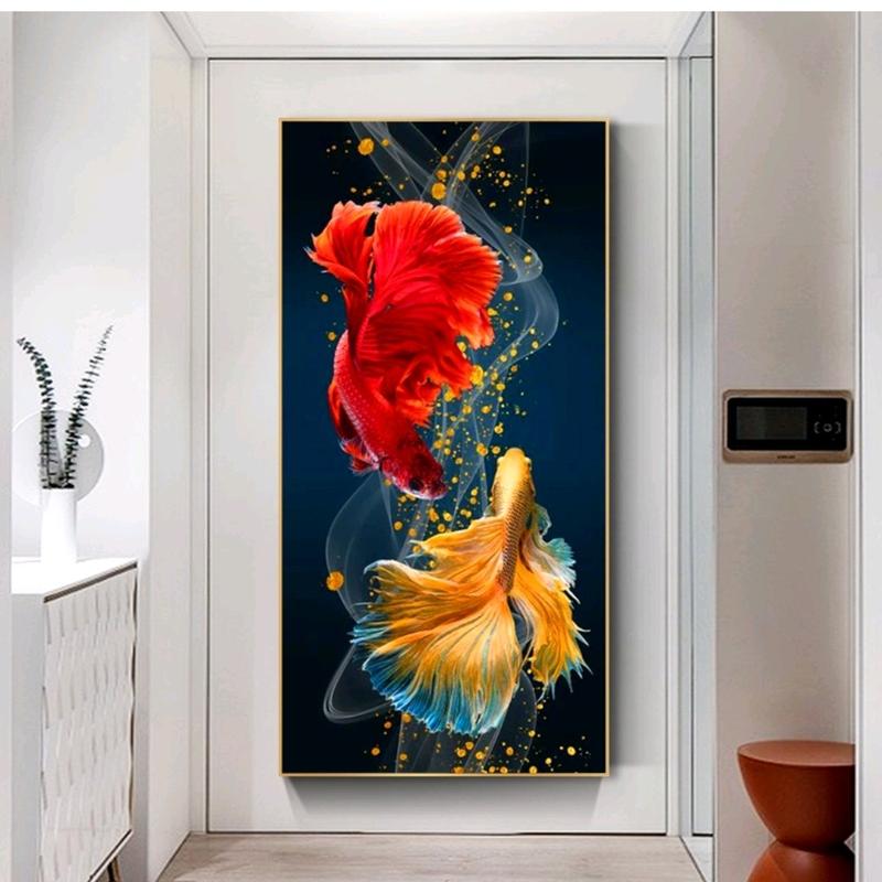  Tranh đính đá Vũ điệu song ngư LV594-50x90cm 