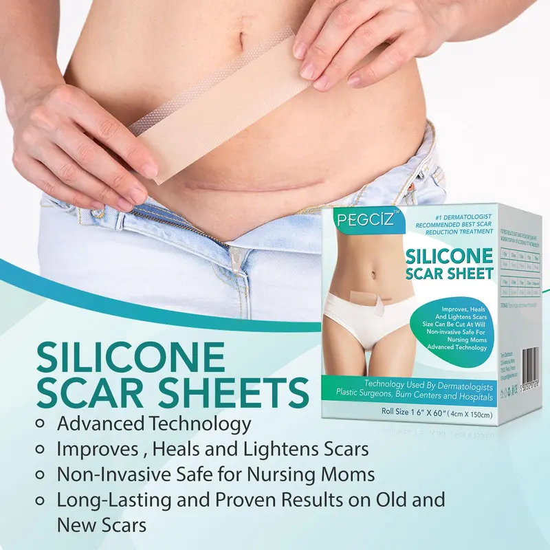 Silicone Scar Sheet, Reusable Scar Sheets, Professional Scar Removal Tool for C-section, Surgery, Burn, Keloid, Acne, Skincare Tools, Korean Skincare Products, Improves, Scar Gel 7