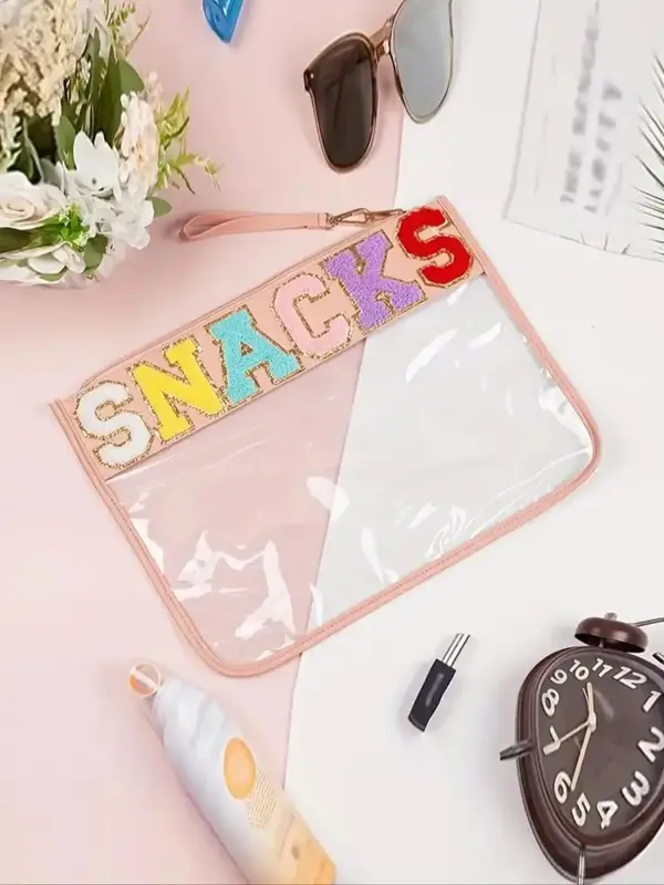 Cute Letters Design Makeup Bag, Novelty Transparent Makeup Bag, Zipper Versatile Cosmetic Storage Bag for Women & Girls for Daily & Travel Use 4