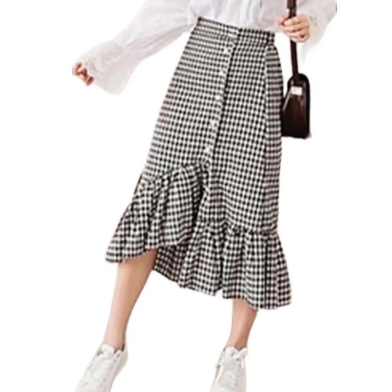 Chân Váy Nữ Caro Ô Li Lưng Thun Xoè Đuôi Cá Dài - Chất Vải Kate Lụa Mềm Mịn - Nhung Nữ Voi Women