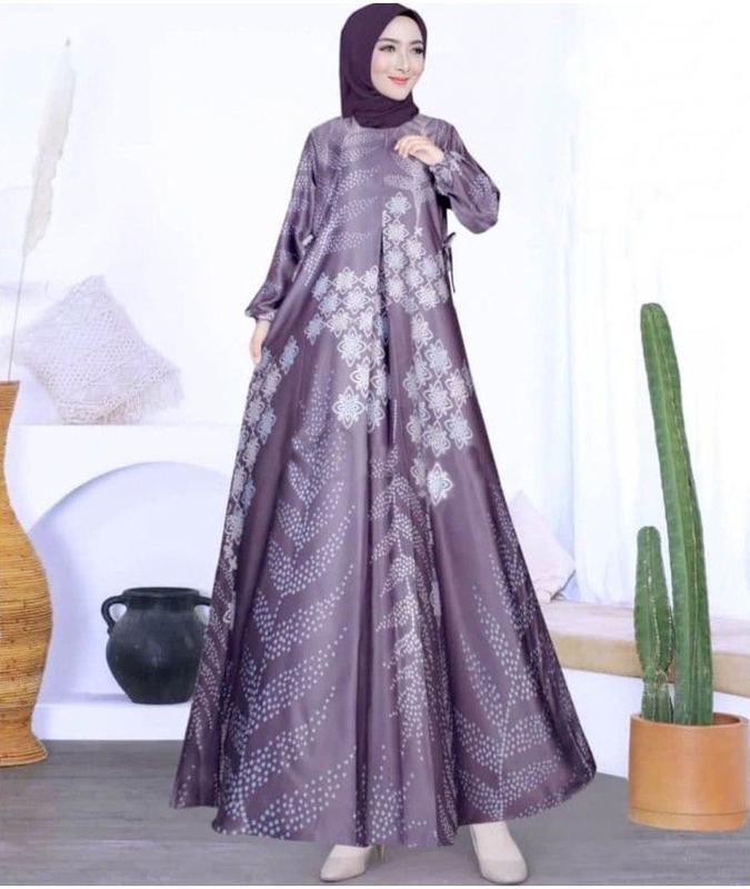 Gamis Kiana Silk / Gamis Silky lengan Karet / Baju Muslim Wanita 4