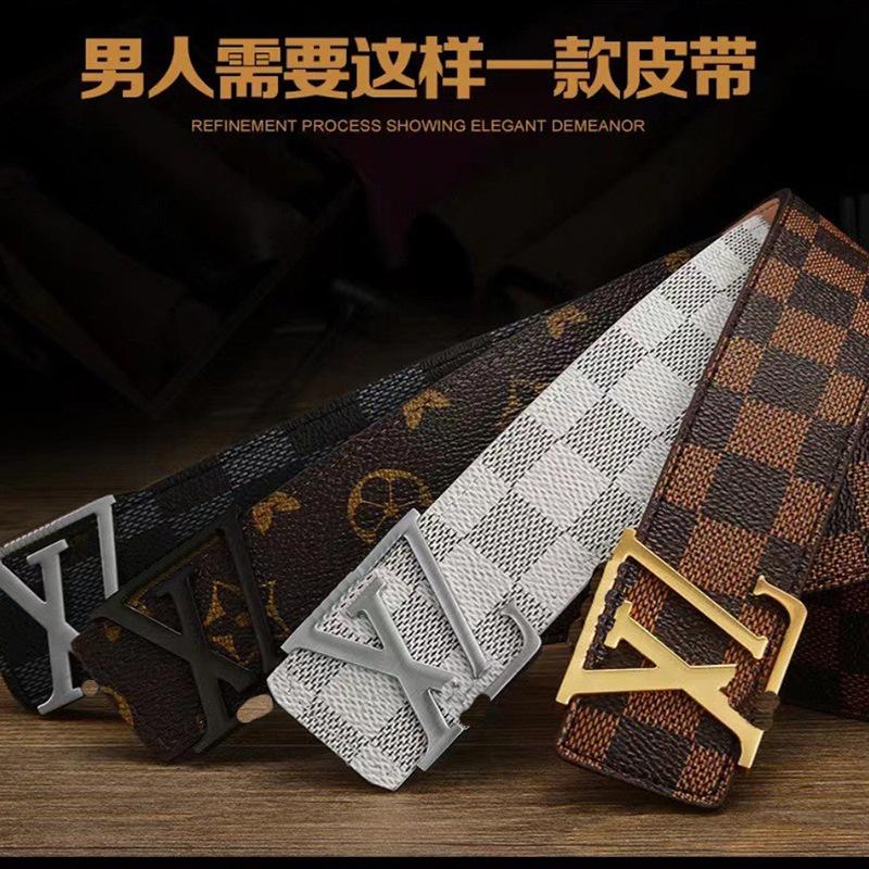 Thắt Lưng Da Nam, Thắt Lưng Khóa Trơn Tru, Thiết Kế Chữ H, Thích Hợp Cho Quần Kẻ Sọc Trẻ Trung Phong Cách Hàn Quốc Của Nam Giới, Hợp Xu hướng Và Thường Ngày, Dễ Phối Đồ, Hàng Mới Về 1