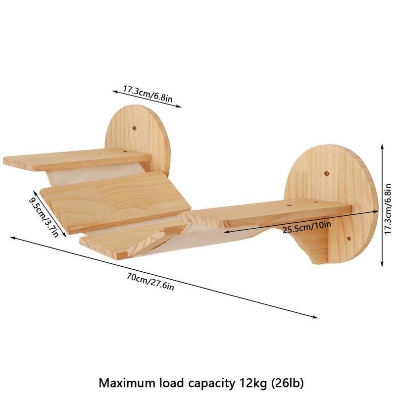 Wooden Cat Wall Shelf, Cat Wall Bridge, Floating Cat Ladder, Easy To Assemble Cat Wall Step, Pet Furniture for Cat Playing, Climbing 2
