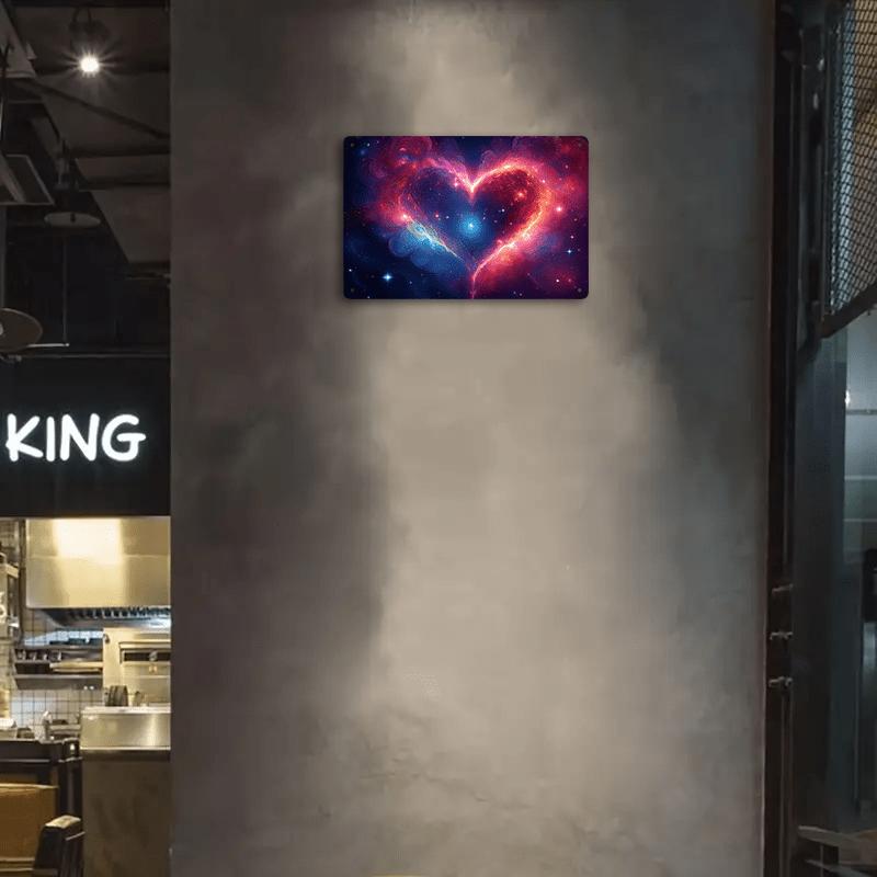 Room Decor 1pc, "Romantic Valentine'S Day, Starry Sky, Couples" Abstract Style Painting Metal Decorative Sign, Holiday Wall Decor, 8 * 12 Inches, Valentine'S Day Decorative Gift - Suitable for Festive Aluminum Foil Carved Decorations for Home Living Room, 0