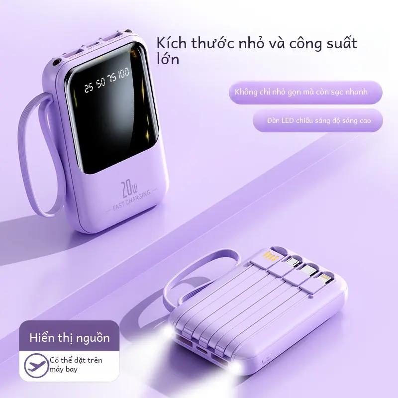 Sạc dự phòng có dây mini tích hợp 20000 mAh sạc dự phòng di động dung lượng lớn sạc nhanh-61 2