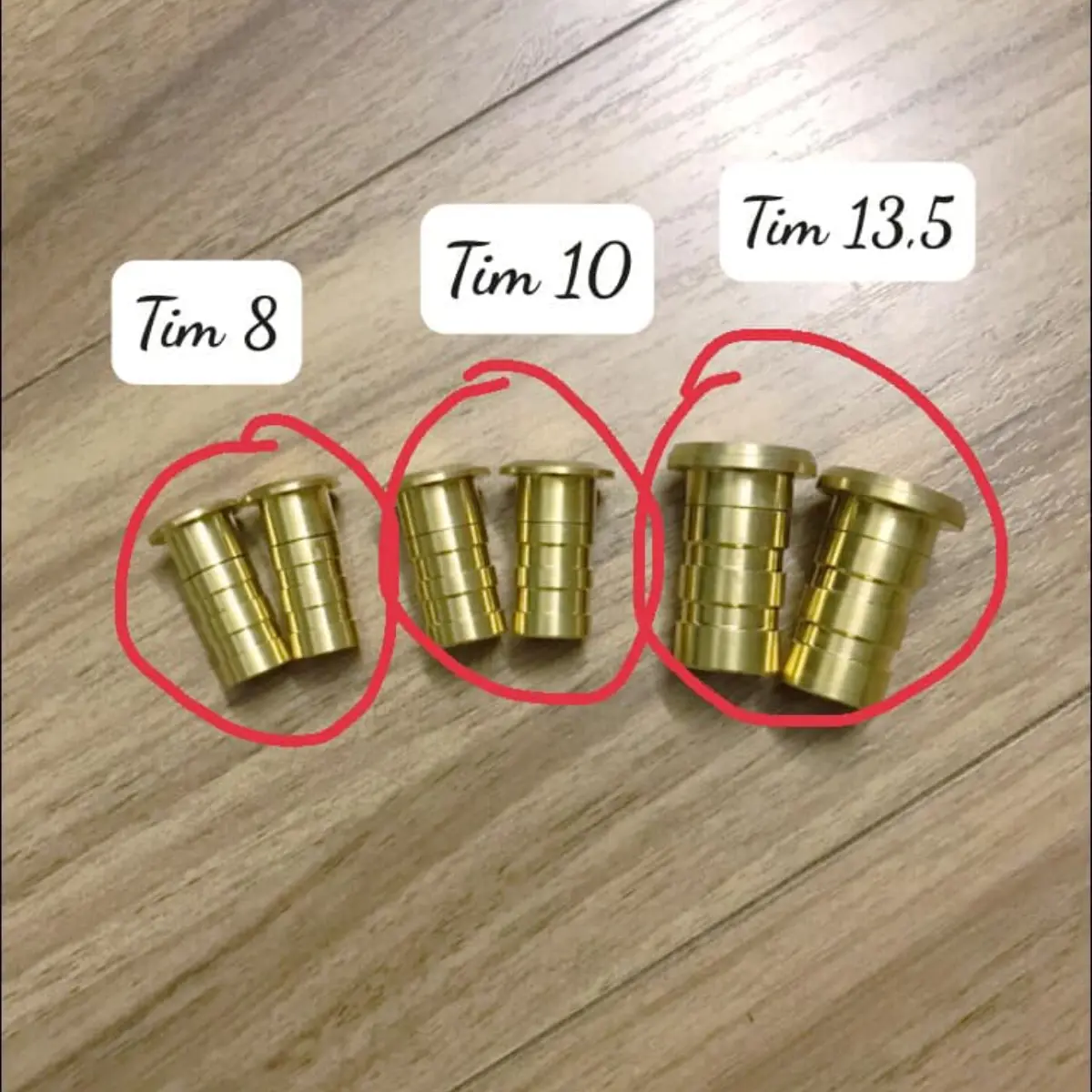 Hố chốt âm, hố chặn cát Full size tim 8; 10; 13mm làm bằng đồng nguyên chất