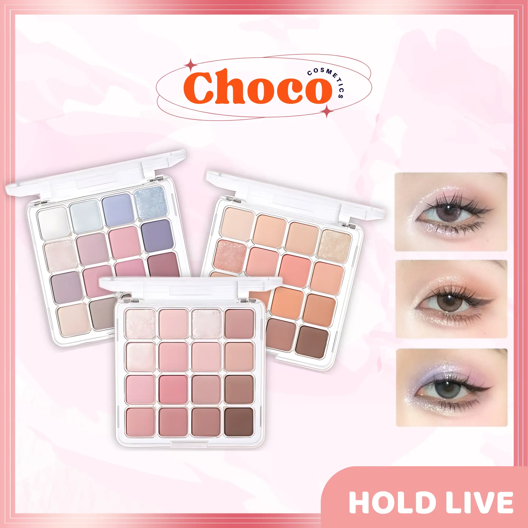 [HOLD LIVE] Bảng phấn mắt HOLD LIVE 16 ô Trang điểm tự nhiên Tone màu pastel Nhẹ nhàng HL716 Choco.cosmetic