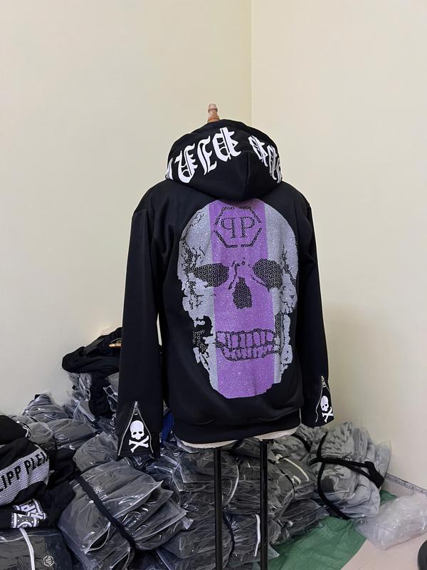  Áo khoác nỉ đầu lâu kim tuyến tím chất vải nỉ tàu khoá tay dành cho nam nữ fom unisex 