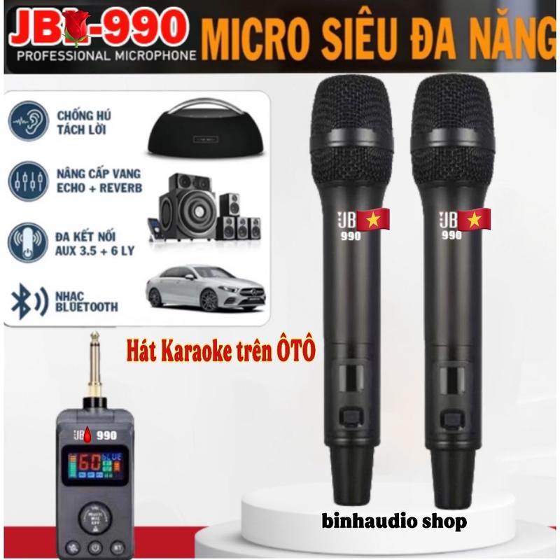 Micro tích hợp vang Karaoke JB-990 Không Dây cho Loa Di Động Xe Ôtô Loa Kéo Amply Kết Nối Tới 30M Bluetooth