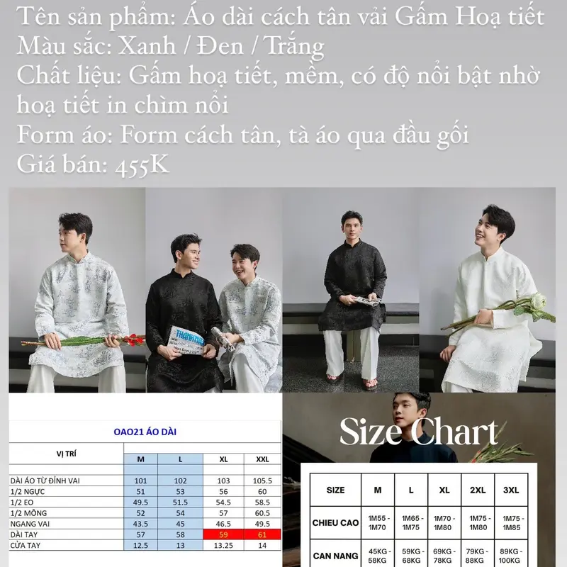 Áo dài cách tân vải Gấm hoạ tiết có BIGSIZE 100kg [KHÔNG KÈM QUẦN] 8