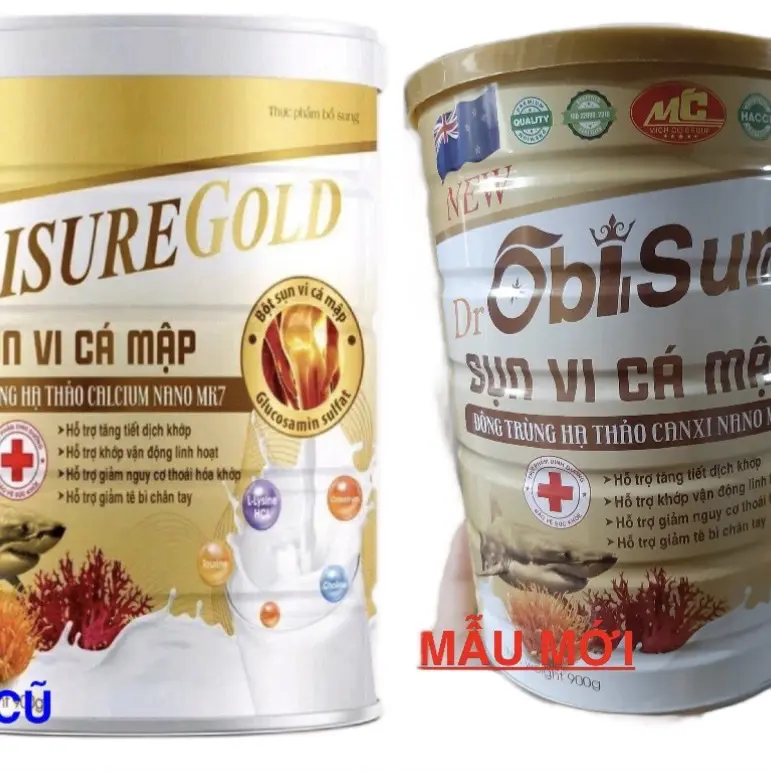 combo 2 hộp Sữa bột Obisure Gold Sụn cá mập Đông trùng hạ Thảo MK7 hộp 900gr