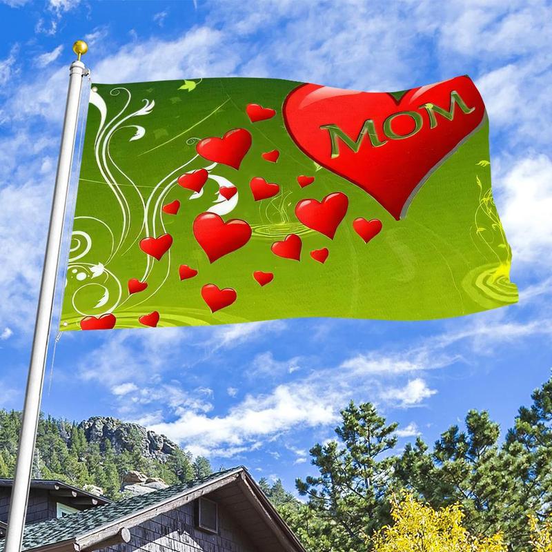 Heartfelt Pattern Outdoor Banner, 3x5 Ft Mom Flag, Perfect for Mother's Day Celebrations, Seasonal Events, and Home Decor 4