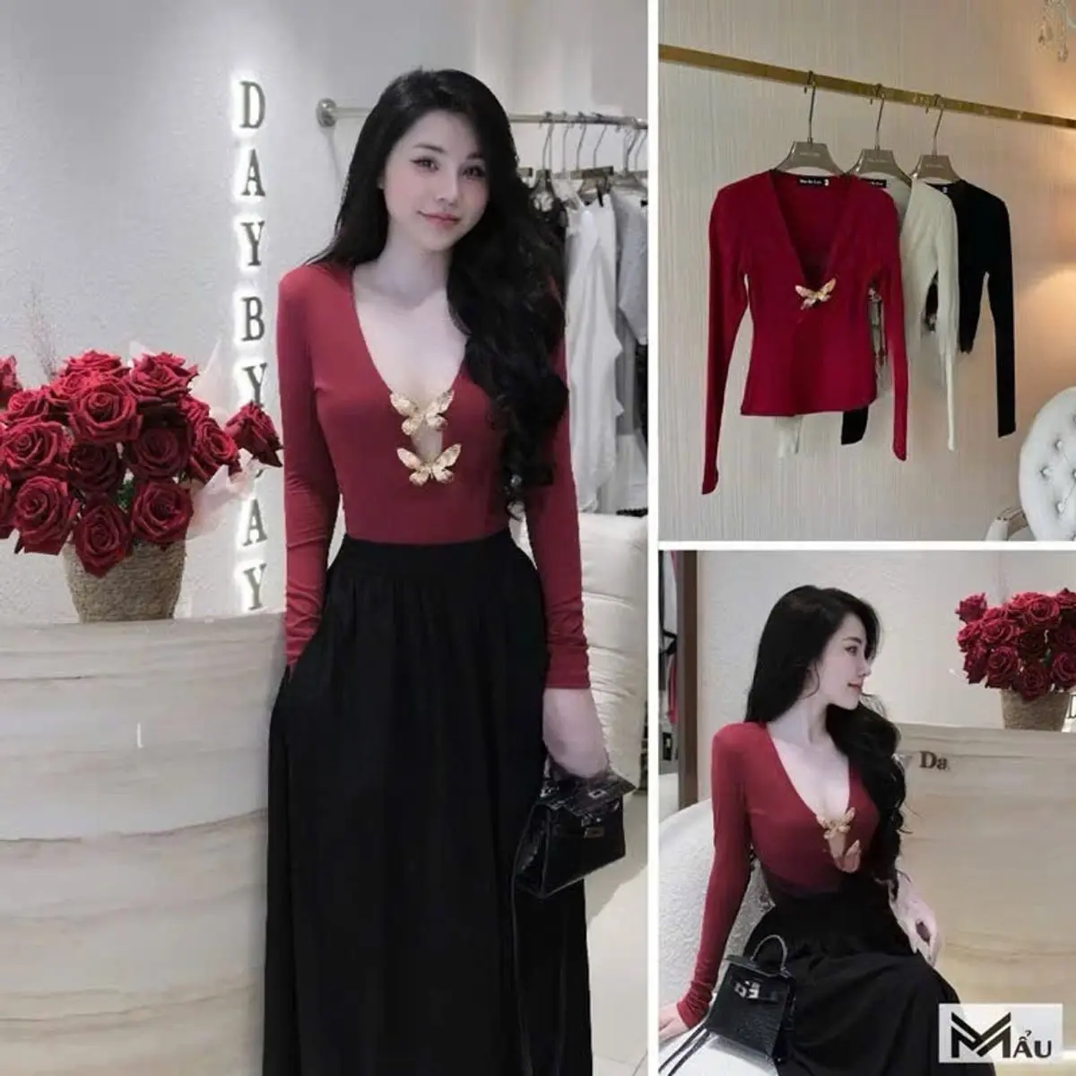 Áo thun nữ kiểu xẻ ᵰgực đính kèm 2 tag thời thượng _ Áo tăm zip sexy lôi cuốn