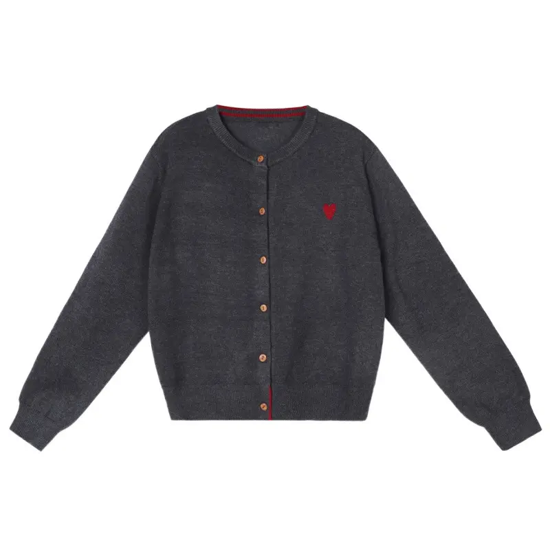 Áo Khoác Cardigan, Áo Len Dệt Kim Thêu Tình Yêu Dệt Kim Mềm Mại Nhẹ Nhàng, Màu Trơn, Thích Hợp Cho Mùa Xuân Và Mùa Thu, Có Thể Mặc Ngoài Trời Hoặc Bên Trong, Dành Cho Nữ, Hàng Mới Về, Áo Len Dễ Phối Đồ Top Women Xám