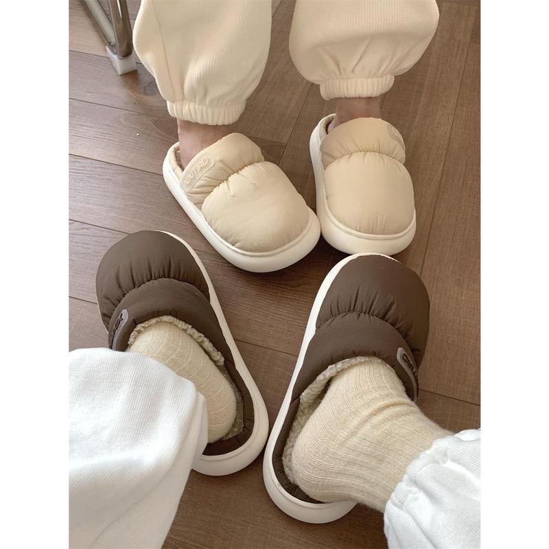 Dép Cotton Kín Ngón Chân Retro Cho Nữ, Giày Mùa Đông Ấm Áp, Phong Cách Hàn Quốc, Cho Cặp Đôi, Hộ Gia Đình, Phòng Ngủ, Không Trượt, Đế Mềm 4