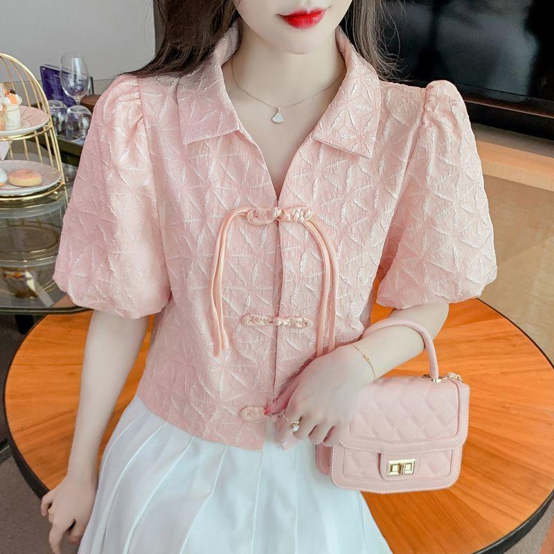 Áo Sơ Mi Cài Cúc Kiểu Pháp, Ngắn Tay, Dành Cho Nữ, Phong Cách Trẻ Trung, Thiết Kế Đẹp, Độc Đáo Và Độc Đáo, Thích Hợp Cho Mùa Hè, Áo Sơ Mi Nhỏ 2024 Hàng Mới Về