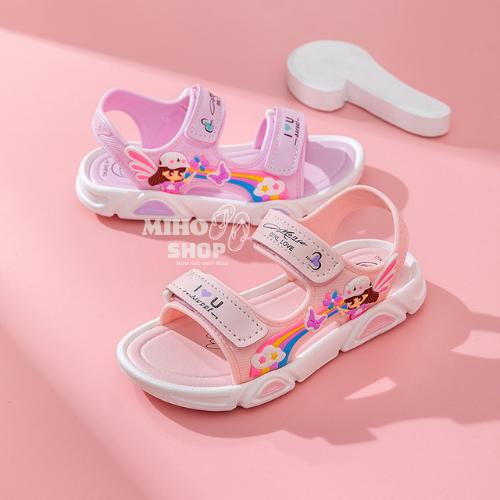 Dép Sandal Quai Dán Đế Mềm Màu Cầu Vồng Đơn Giản Thời Trang Mùa Hè Cho Bé Gái 0