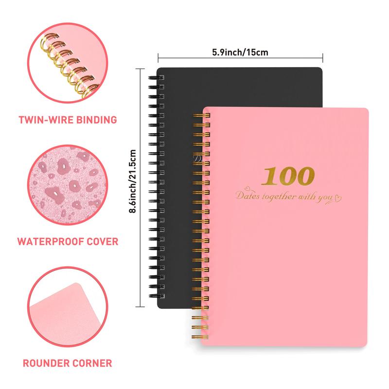School Supplies Dating Record Notebook, 1 Count Portable Dating Guide Spiral Notebook, Perfect Couple Gift, Unique Gift For Him/Her, Romantic Gifts for Girlfriend/Boyfriend, Holiday Essentials, Valentine's Day Gift 6