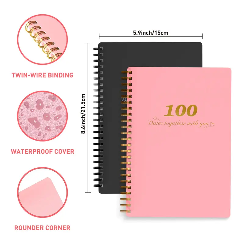 School Supplies Dating Record Notebook, 1 Count Portable Dating Guide Spiral Notebook, Perfect Couple Gift, Unique Gift For Him/Her, Romantic Gifts for Girlfriend/Boyfriend, Holiday Essentials, Valentine's Day Gift 6