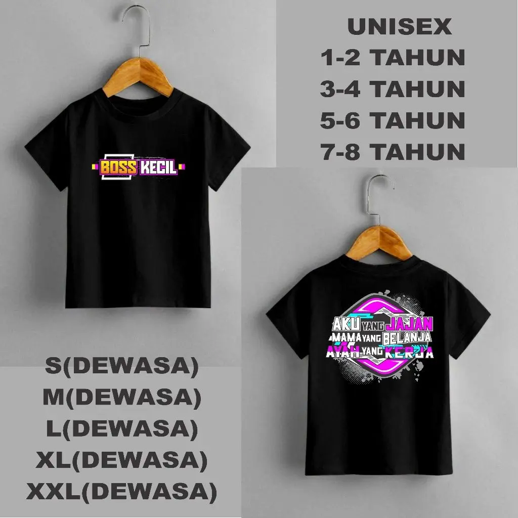 KAOS ATASAN KATA KATA BOS KECIL DTF , KAOS ANAK ANAK, KAOS PRIA, KAOS WANITA BAHAN COMBET 24 S