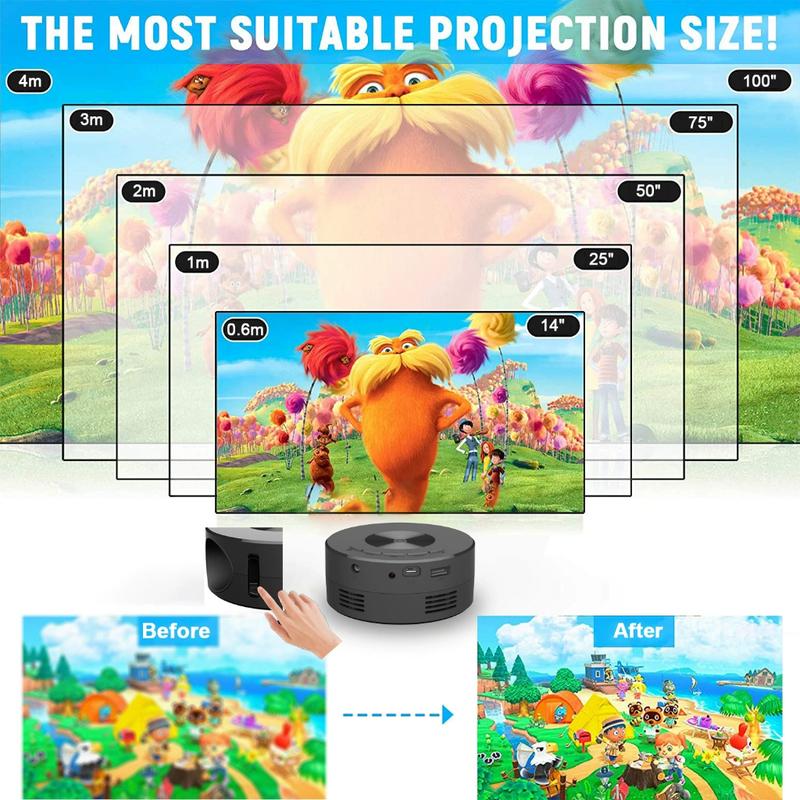 Máy Chiếu Mini, Hệ Điều Hành Android 4K, Full HD, Dành Cho Điện Thoại Di Động, Kích Thước Cầm Tay Thích Hợp Cho Gia Đình Và Sân Khấu, Hỗ Trợ Kết Nối Bluetooth, Tương Thích Với Máy Chiếu yt200, Máy Chiếu HomePro 3