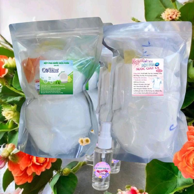  Combo giặt 10 lít + rửa chén 10 lít + xịt thơm quần áo 50 ml Làm Sạch viên 