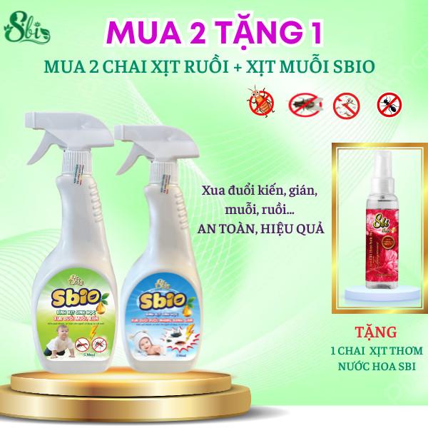 Combo 2 Bình: 1 Xịt Ruồi sinh học + 1 xịt Muỗi Sbio 530ml Xua Đuổi Ruồi, Nhặng Xanh, Gián Hiệu Quả, Nhanh Tróng, Không Mùi, An Toàn Cho Sức Khỏe Con Người Và Vật Nuôi ( Tặng Xịt Body 40k )