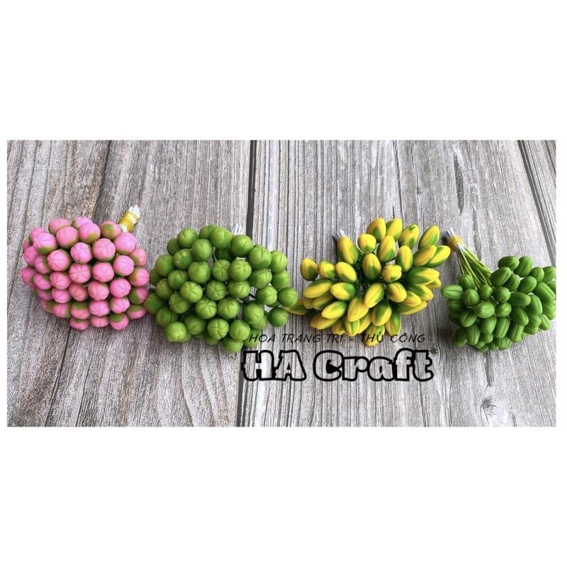 Nụ hoa mai đào giả làm hoa handmade