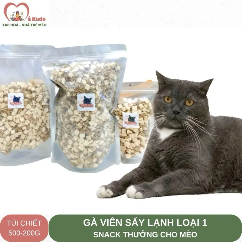Thức ăn sấy khô cho chó mèo 500g