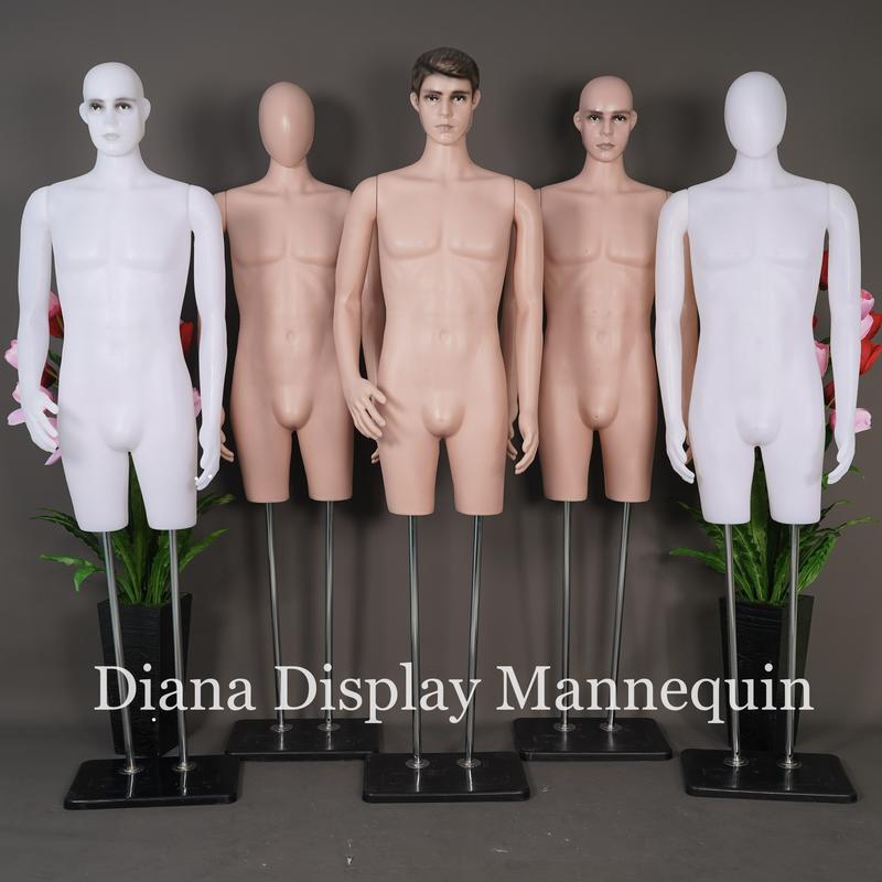 MANEKIN BAJU BODYFIT PRIA DEWASA SETENGAH BADAN DENGAN KEPALA DAN TANGAN PLASTIK SET TIANG BESI 7
