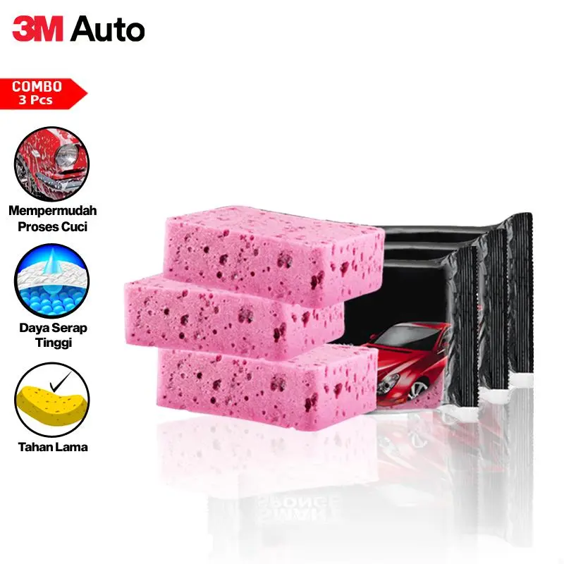 3M Auto Spons / Busa Cuci Mobil COMBO 3 Pcs Bersih Maksimal Smart Sponge Car Wash Motor CBM03-3M-PN-C01 0