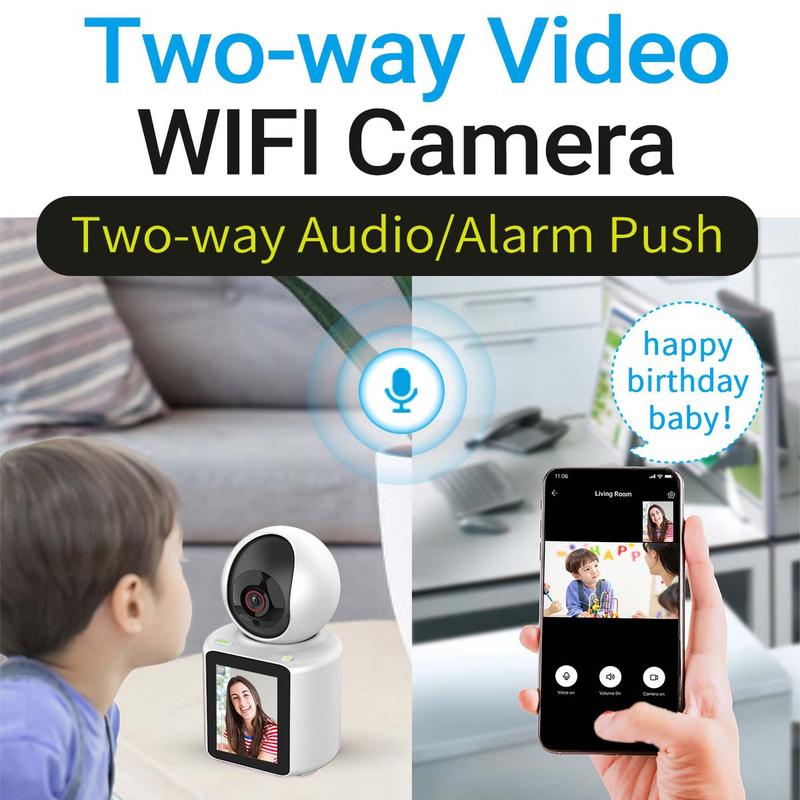 Product Introduction of 2MP HD Wireless WiFi Two-Way Camera, 2.8 Inch IPS Screen, 360 ° 1080P Home Security Camera, 5V USB Power Supply, with Audio, Two-Way Call, Automatic Humanoid Tracking, Night Vision Camera 10