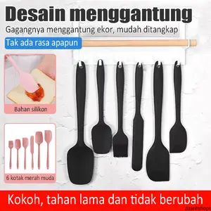 6 Set Peralatan Dapur Silikon Premium - Spatula Kue, Pengikis Adonan, Kuas Oles Minyak, dan Perlengkapan Memanggang Lengkap