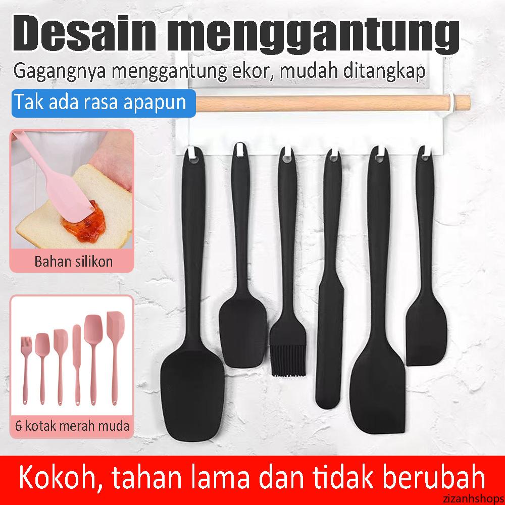 Set Peralatan Dapur Silikon 6pcs: Pengikis, Kuas Minyak Terpasang, Spatula Krim Kue, Alat Memanggang, Anti Panas, Kualitas Makanan, Dapat Dihancurkan dengan Mudah DFY