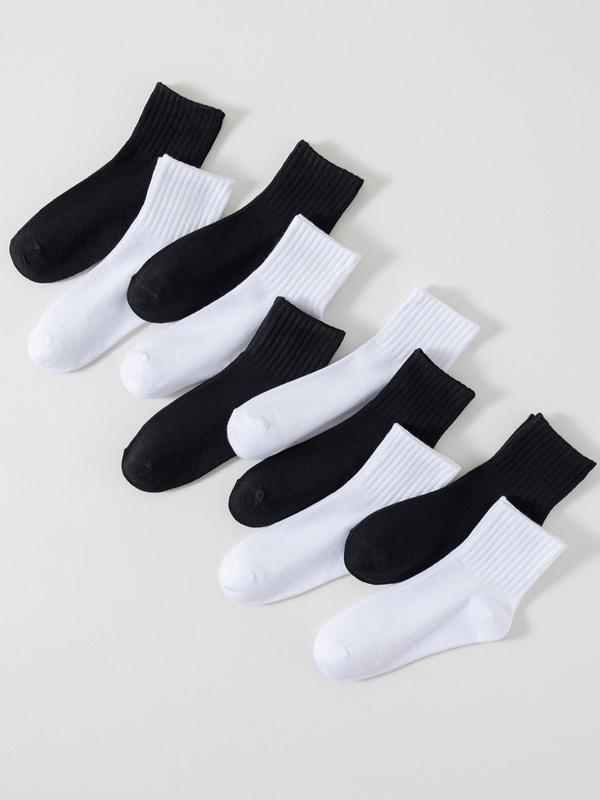 Women's 10 Pairs Casual Solid Crew Socks, Comfy Low Cut Socks For Women, Mid-Calf Socks For Daily Wear, Women's Socks & Hosiery 6