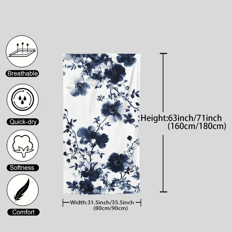 Floral Print Beach Towel, Soft Comfortable Lightweight Sand-proof Beach Towel, Water Absorbent Towel for Travel Swimming Surfing Yoga Camping 1