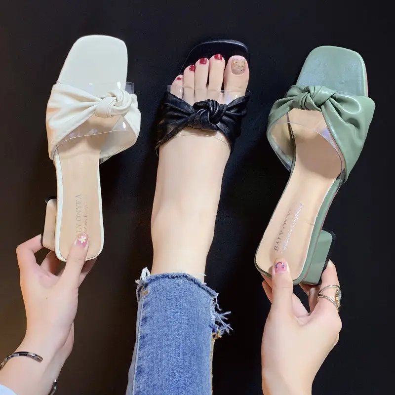 sandal hak tahu wanita ynn Hitam