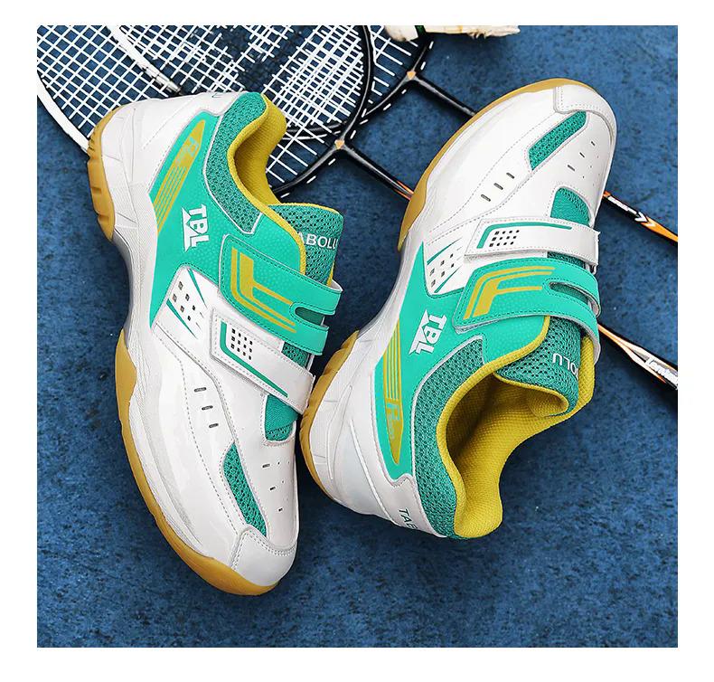 Product Introduction of New Breathable Badminton Shoes Men Comfortable Badminton Wears Velcro Tennis Sneakers Light Volleyball Shoes Size 36-45 35
