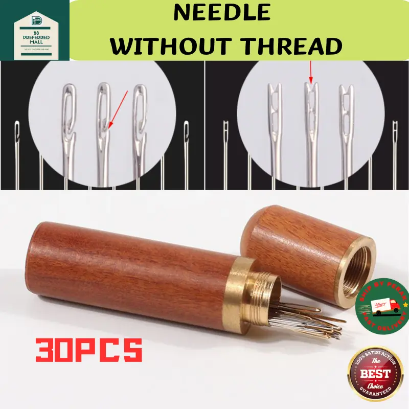 30pcs Blind Sewing Needle Elderly Stainless Steel Quick Automatic Self-Threading Needle Stitching Pins DIY Punch Needle Threader