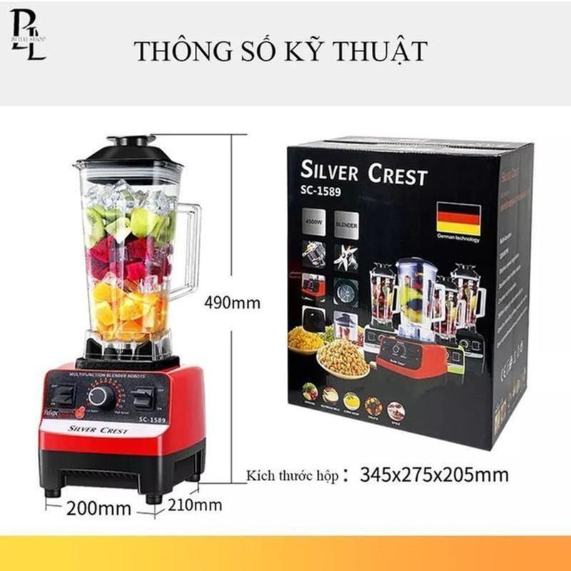 [Hàng Đức] Máy xay sinh tố công nghiệp SILVER CREST 5500W bản cao cấp 2 cối, máy xay công nghiệp Đức có 8 luoi dao bằng thép không gỉ, máy say sinh tố mô tơ làm bằng đồng , có thể xay đá, rau má, xay thịt, xay hạt cứng 6