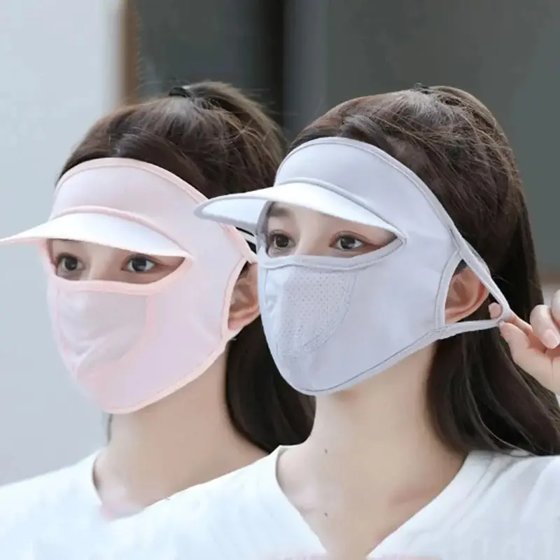 Sunscreen ice silk mask UV protection face cover sunscreen veil face with brim outdoor cycling sun protection hats caps