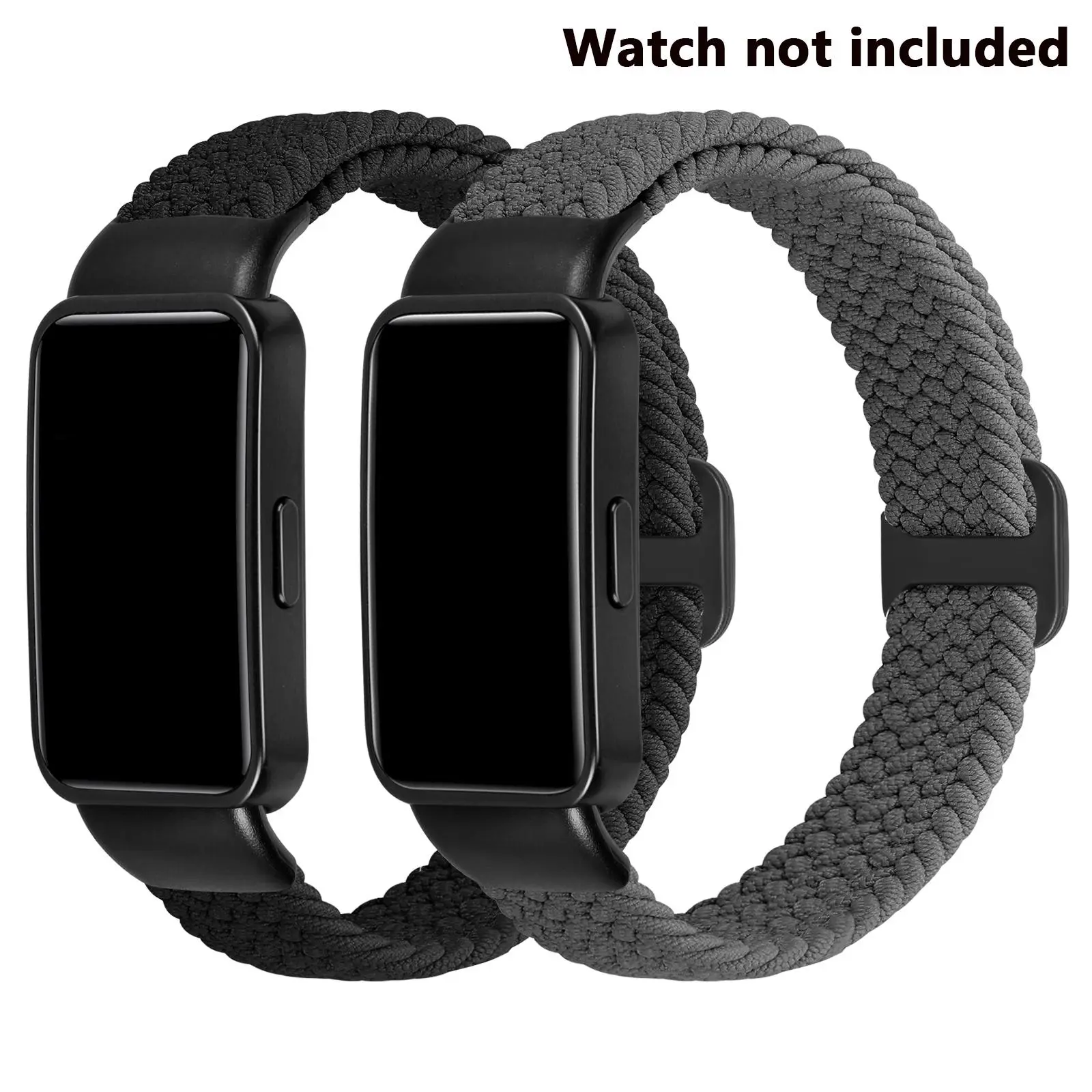 Nylon Braided Watch Band (Band Only), 2pcs Adjustable Watch Band for Men & Women, Smart Watch Accessories Compatible with Huawei Band 10/Band 9/Band 8, Wearable