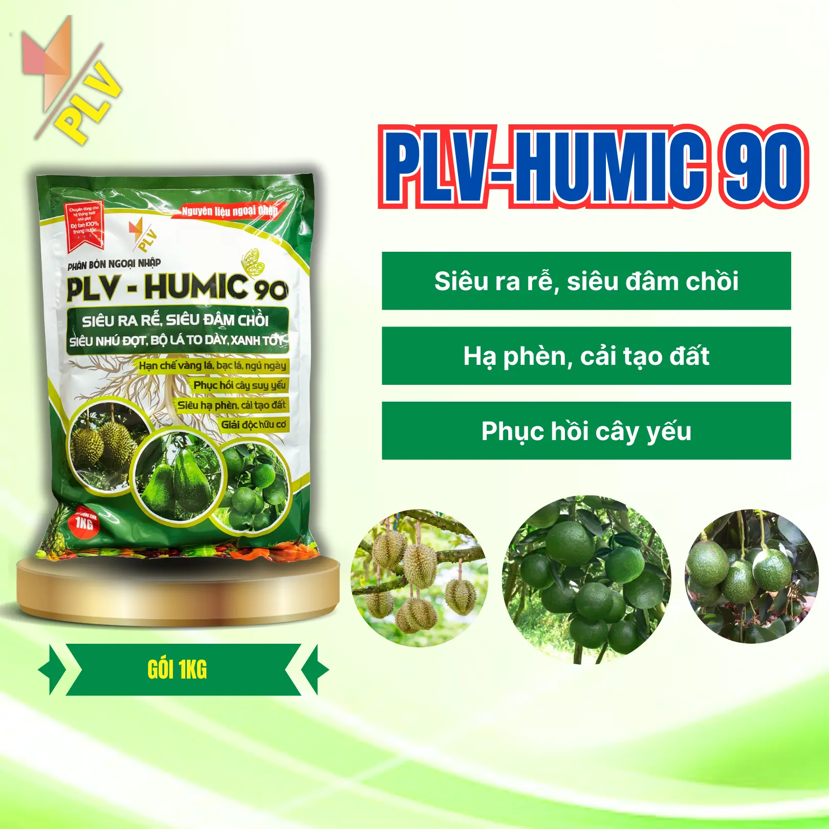 PLV - HUMIC (1kg) - Phục Hồi Cây, Hạn Chế Vàng, Bạc Lá, Ngủ Ngày, Siêu Hạ Phèn