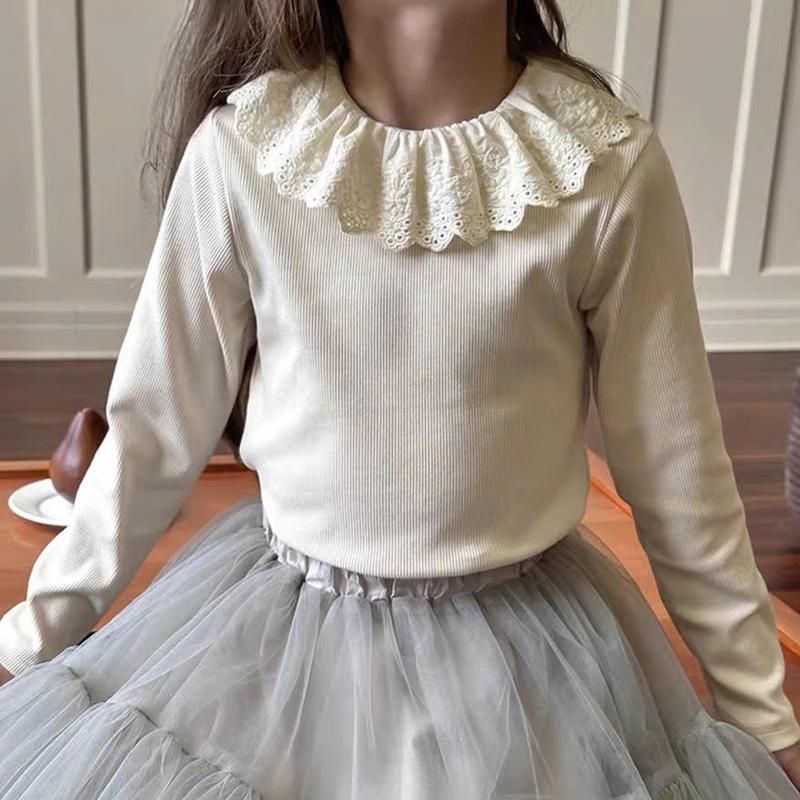 Áo cổ bèo tiểu thư cho bé gái chất liệu len tăm cao cấp dưới 35kg _ T59