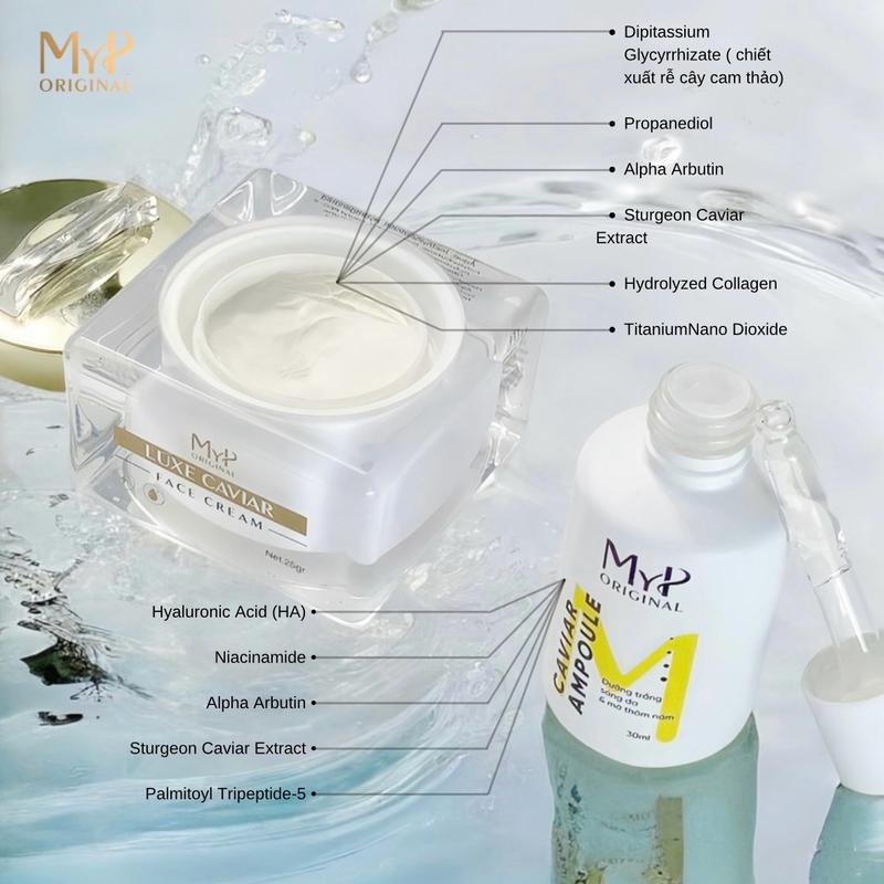 COMBO KEM FACE 25gr + SERUM CAVIAR 30ml TẶNG KÈM 07 MASK CỪU + SỬA RỬA MẶT 30ml 1